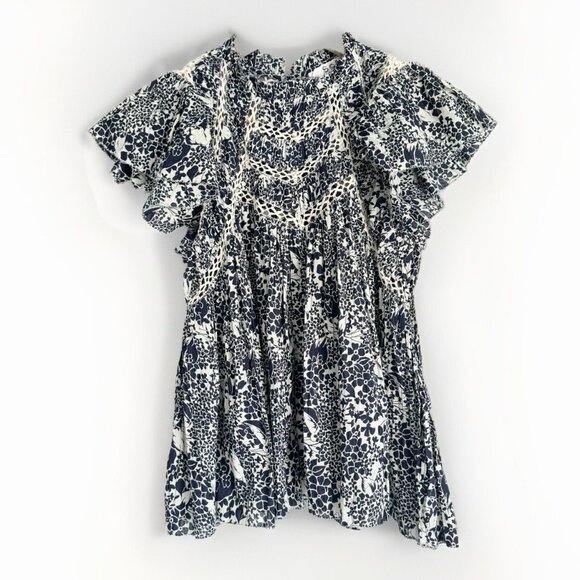 Sea New York Priya Organic Cotton Flutter Sleeve Floral Top Small Sustainable - Picture 3 of 12